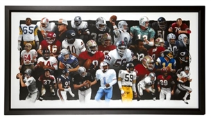 Monumental “NFL Greats” 5 Feet x 2-1/2 Feet Acrylic Paint/Colored Pencil Original Artwork by Photorealist Artist Adam Port